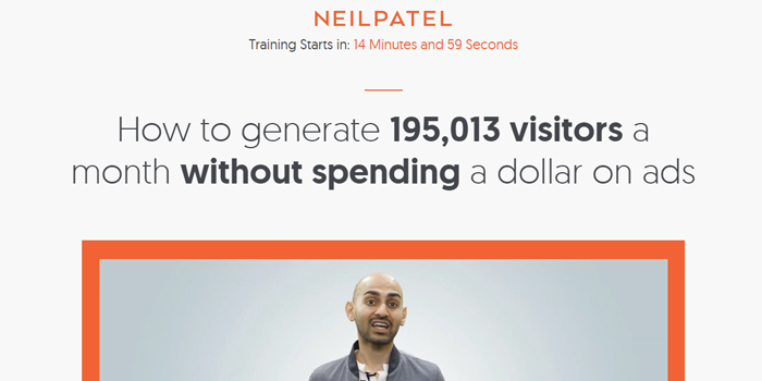 picture of neil patel homepage, neil patel internet marketing tips