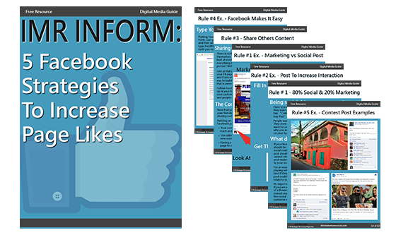 picture of a free ebook about 5 strategies to increase page likes imr inform digital marketing agency resource