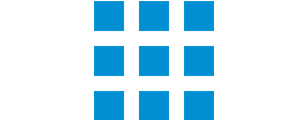 blue icon of a square with six small blocks