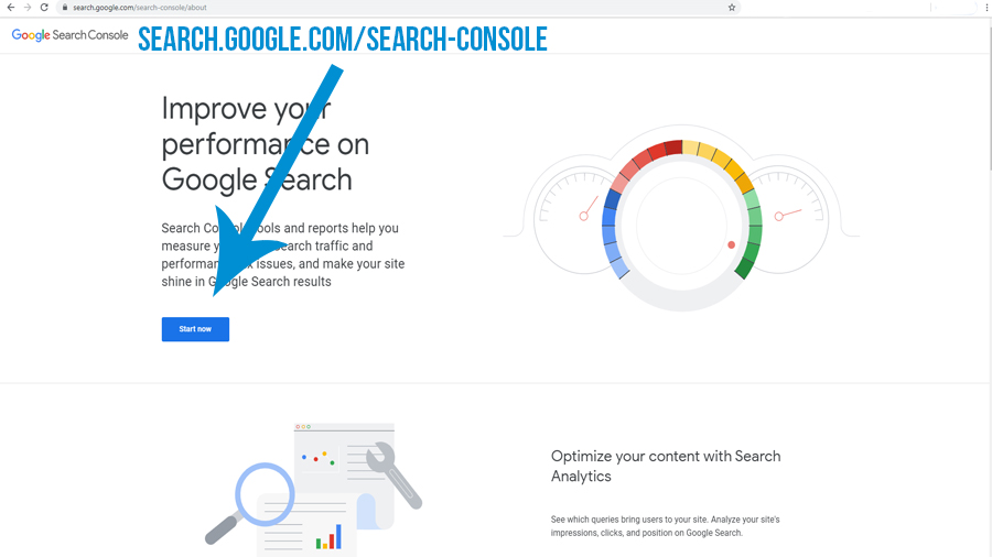 showing the google search console start now to improve search results